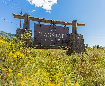 Flagstaff Town Sign in the Summer