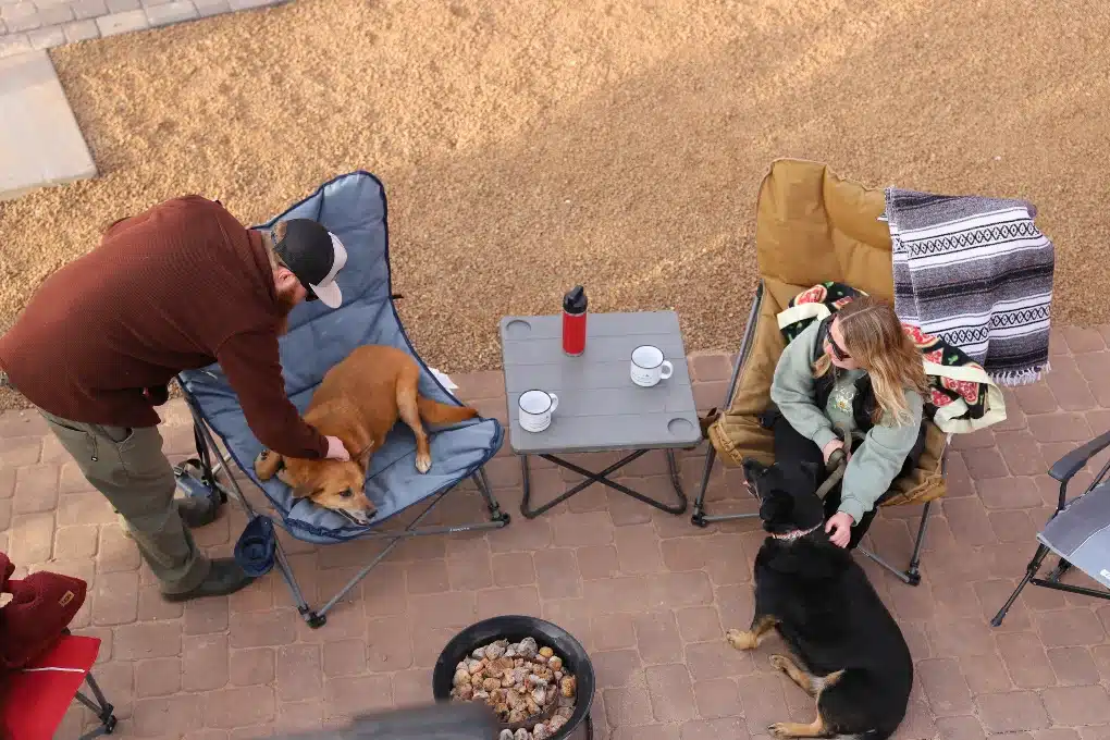 Relaxing with dogs at Flagstaff Mountain RV