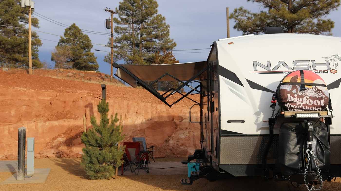 An RV setup for dark sky camping in Northern Arizona.