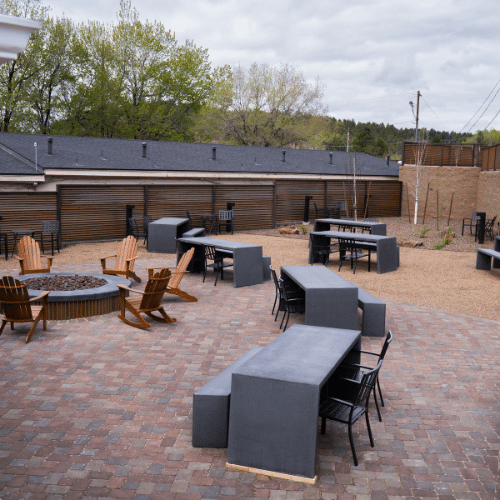 Flagstaff Mountain Market Outdoor Patio with Fire Pit