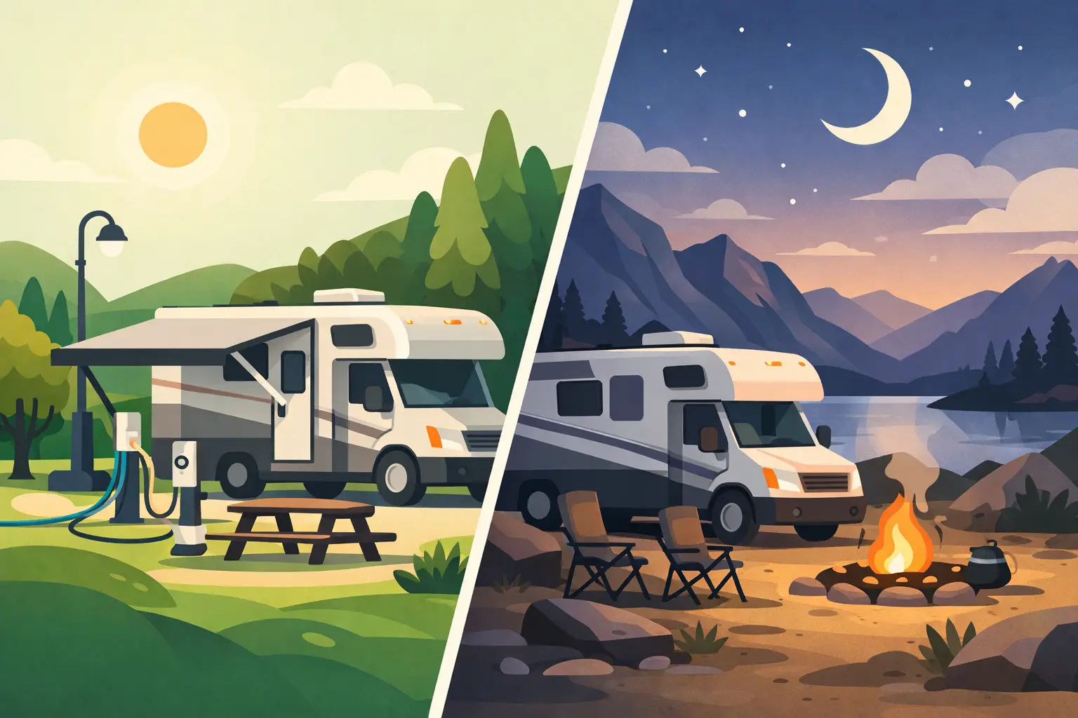 Full Hookups Versus Dry Camping for Your RV Trip
